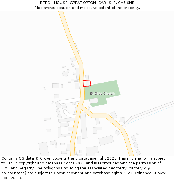 BEECH HOUSE, GREAT ORTON, CARLISLE, CA5 6NB: Location map and indicative extent of plot