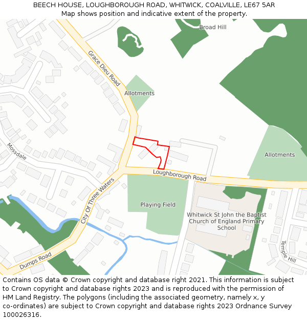 BEECH HOUSE, LOUGHBOROUGH ROAD, WHITWICK, COALVILLE, LE67 5AR: Location map and indicative extent of plot