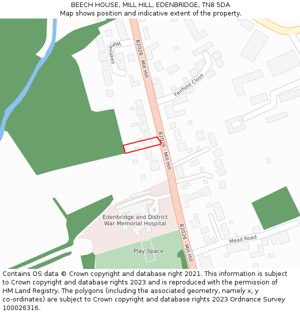 BEECH HOUSE, MILL HILL, EDENBRIDGE, TN8 5DA: Location map and indicative extent of plot