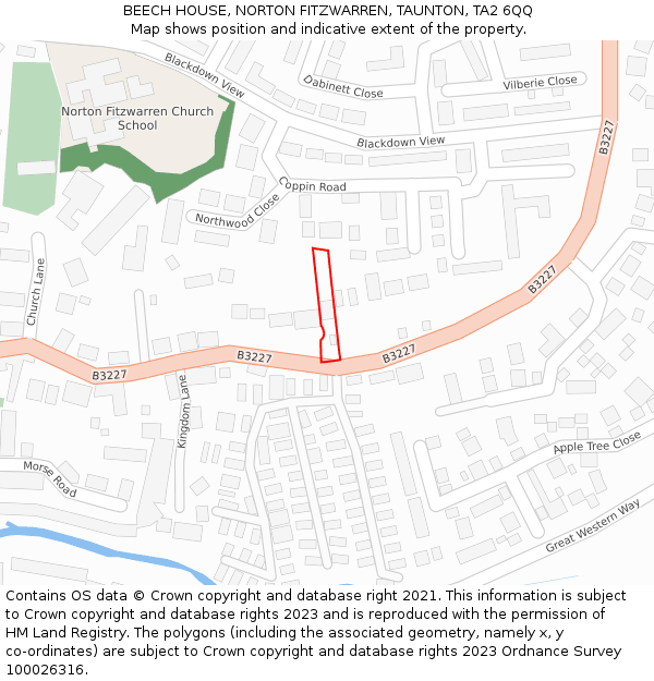 BEECH HOUSE, NORTON FITZWARREN, TAUNTON, TA2 6QQ: Location map and indicative extent of plot