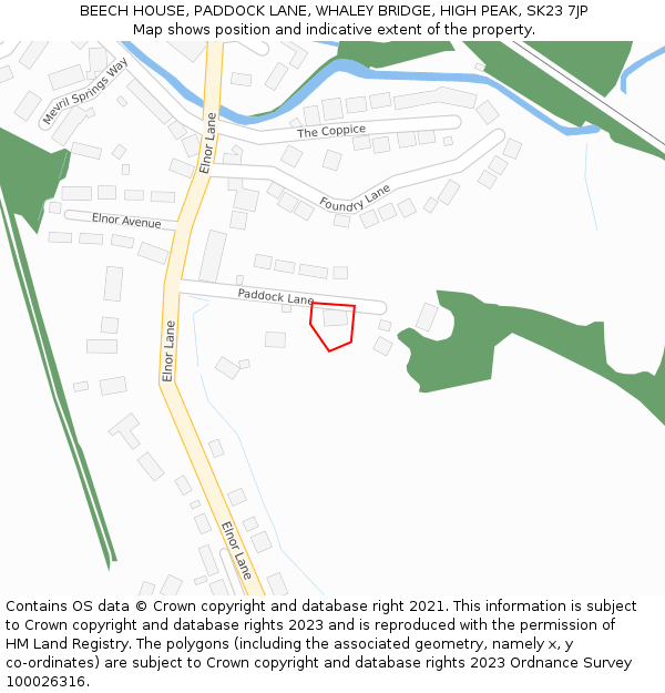 BEECH HOUSE, PADDOCK LANE, WHALEY BRIDGE, HIGH PEAK, SK23 7JP: Location map and indicative extent of plot