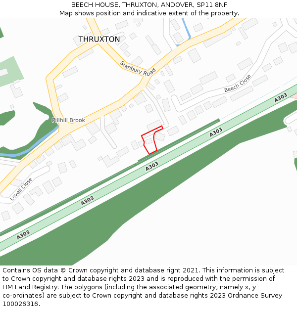 BEECH HOUSE, THRUXTON, ANDOVER, SP11 8NF: Location map and indicative extent of plot