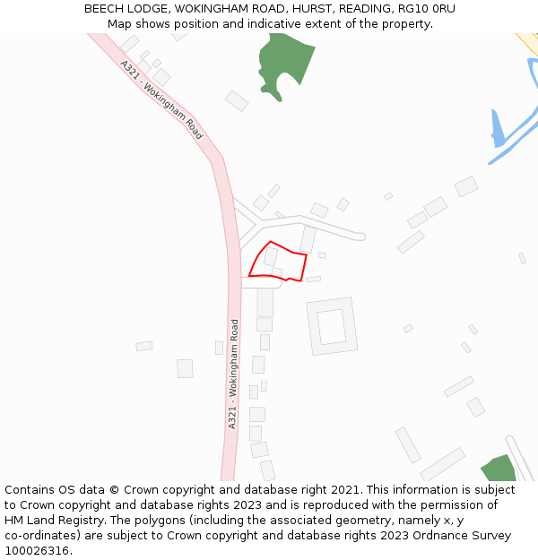 BEECH LODGE, WOKINGHAM ROAD, HURST, READING, RG10 0RU: Location map and indicative extent of plot