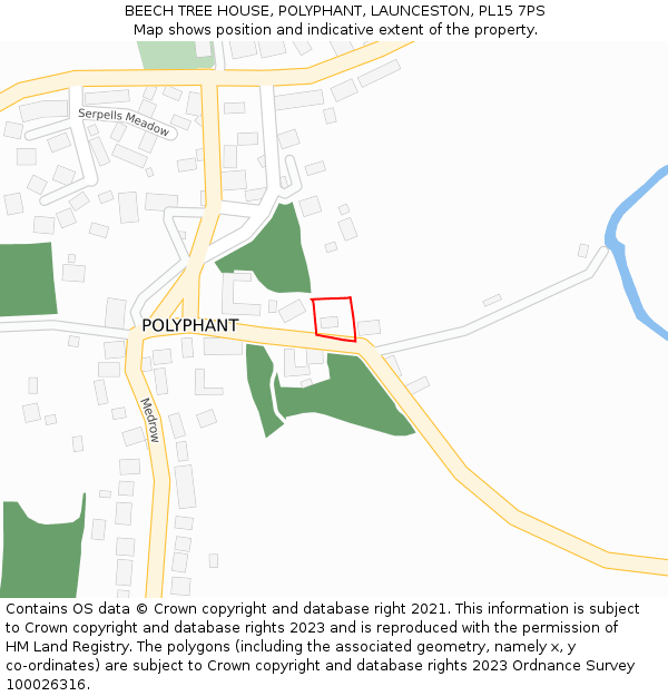 BEECH TREE HOUSE, POLYPHANT, LAUNCESTON, PL15 7PS: Location map and indicative extent of plot