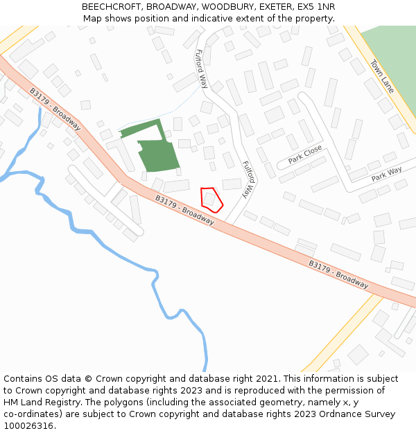 BEECHCROFT, BROADWAY, WOODBURY, EXETER, EX5 1NR: Location map and indicative extent of plot
