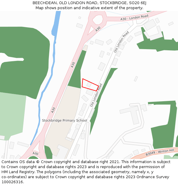 BEECHDEAN, OLD LONDON ROAD, STOCKBRIDGE, SO20 6EJ: Location map and indicative extent of plot