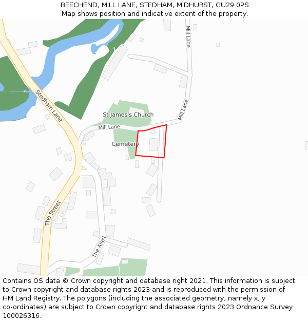 BEECHEND, MILL LANE, STEDHAM, MIDHURST, GU29 0PS: Location map and indicative extent of plot