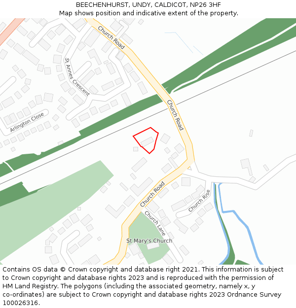 BEECHENHURST, UNDY, CALDICOT, NP26 3HF: Location map and indicative extent of plot