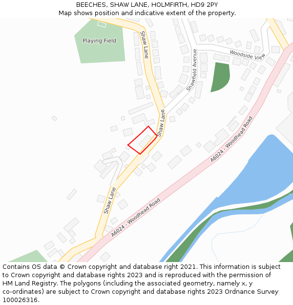 BEECHES, SHAW LANE, HOLMFIRTH, HD9 2PY: Location map and indicative extent of plot