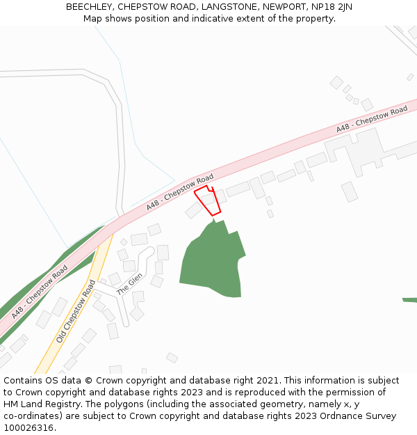 BEECHLEY, CHEPSTOW ROAD, LANGSTONE, NEWPORT, NP18 2JN: Location map and indicative extent of plot