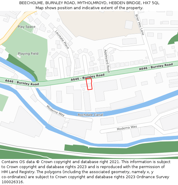 BEECHOLME, BURNLEY ROAD, MYTHOLMROYD, HEBDEN BRIDGE, HX7 5QL: Location map and indicative extent of plot