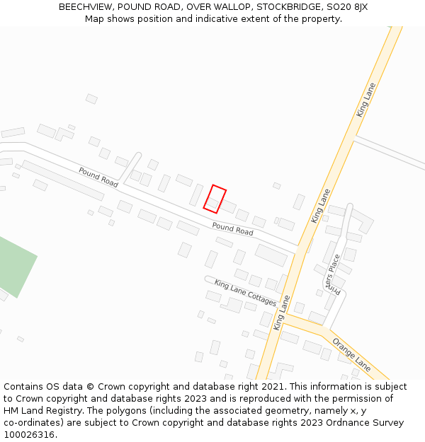 BEECHVIEW, POUND ROAD, OVER WALLOP, STOCKBRIDGE, SO20 8JX: Location map and indicative extent of plot