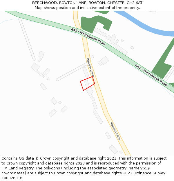 BEECHWOOD, ROWTON LANE, ROWTON, CHESTER, CH3 6AT: Location map and indicative extent of plot