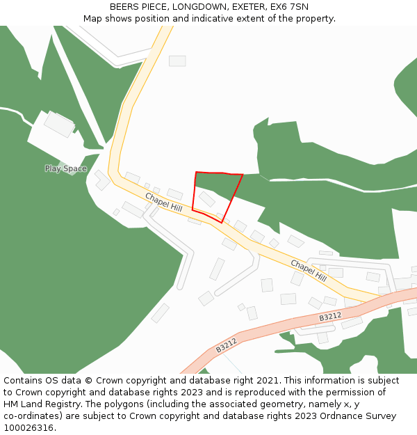 BEERS PIECE, LONGDOWN, EXETER, EX6 7SN: Location map and indicative extent of plot