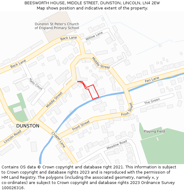 BEESWORTH HOUSE, MIDDLE STREET, DUNSTON, LINCOLN, LN4 2EW: Location map and indicative extent of plot