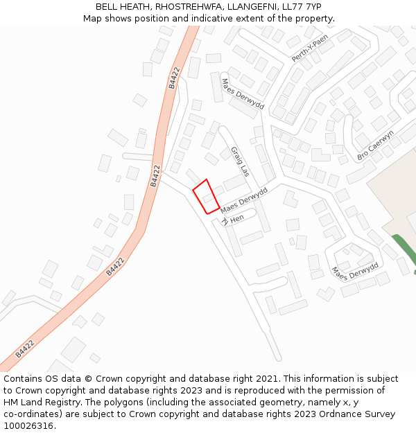 BELL HEATH, RHOSTREHWFA, LLANGEFNI, LL77 7YP: Location map and indicative extent of plot