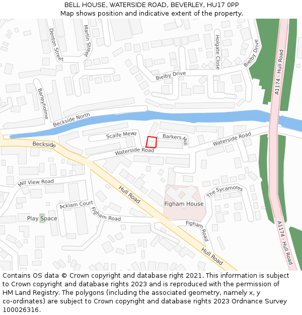 BELL HOUSE, WATERSIDE ROAD, BEVERLEY, HU17 0PP: Location map and indicative extent of plot