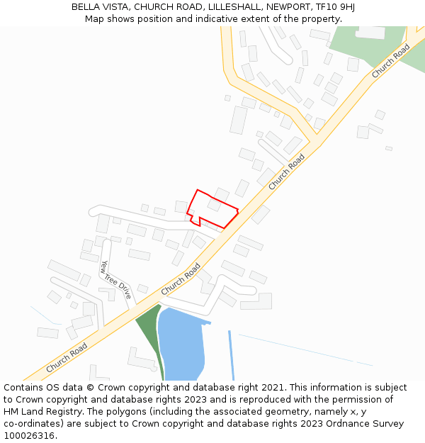 BELLA VISTA, CHURCH ROAD, LILLESHALL, NEWPORT, TF10 9HJ: Location map and indicative extent of plot