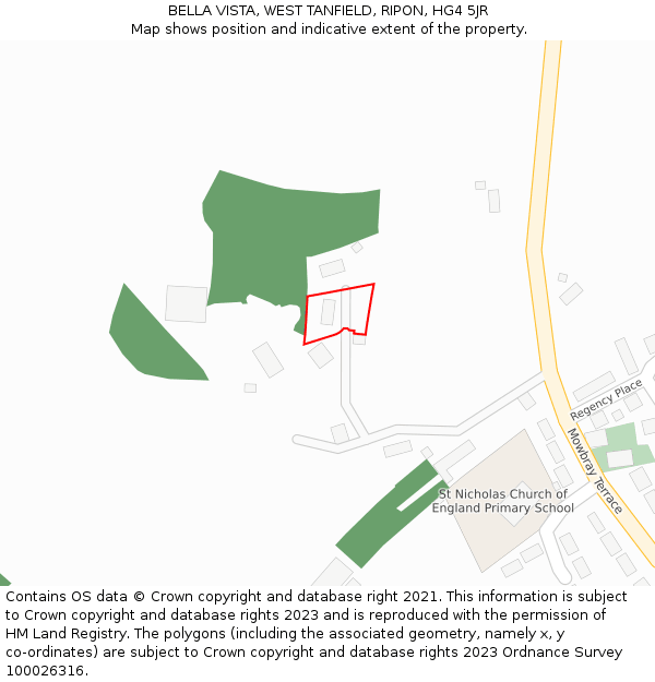 BELLA VISTA, WEST TANFIELD, RIPON, HG4 5JR: Location map and indicative extent of plot