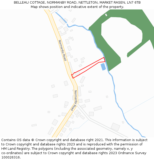 BELLEAU COTTAGE, NORMANBY ROAD, NETTLETON, MARKET RASEN, LN7 6TB: Location map and indicative extent of plot