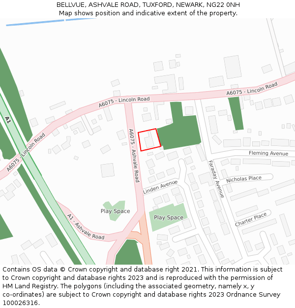 BELLVUE, ASHVALE ROAD, TUXFORD, NEWARK, NG22 0NH: Location map and indicative extent of plot