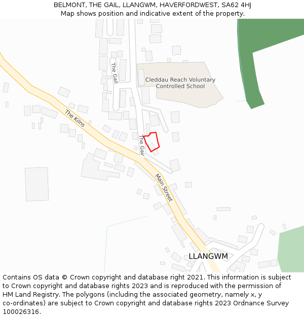 BELMONT, THE GAIL, LLANGWM, HAVERFORDWEST, SA62 4HJ: Location map and indicative extent of plot