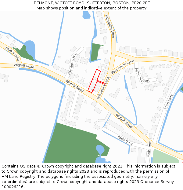 BELMONT, WIGTOFT ROAD, SUTTERTON, BOSTON, PE20 2EE: Location map and indicative extent of plot