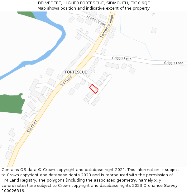 BELVEDERE, HIGHER FORTESCUE, SIDMOUTH, EX10 9QE: Location map and indicative extent of plot