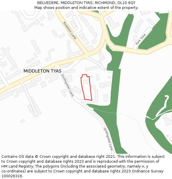 BELVEDERE, MIDDLETON TYAS, RICHMOND, DL10 6QY: Location map and indicative extent of plot