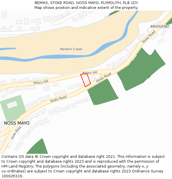 BEMAS, STOKE ROAD, NOSS MAYO, PLYMOUTH, PL8 1DY: Location map and indicative extent of plot