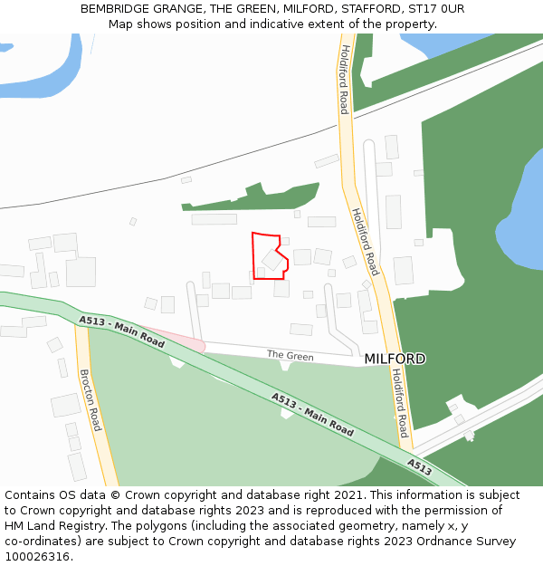 BEMBRIDGE GRANGE, THE GREEN, MILFORD, STAFFORD, ST17 0UR: Location map and indicative extent of plot