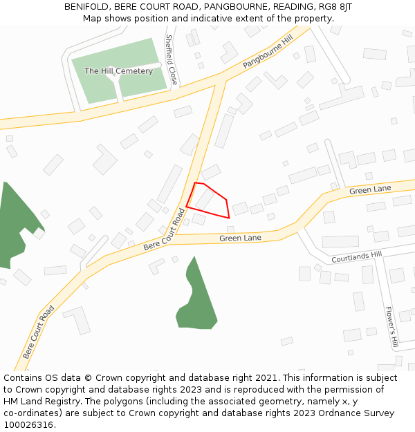 BENIFOLD, BERE COURT ROAD, PANGBOURNE, READING, RG8 8JT: Location map and indicative extent of plot