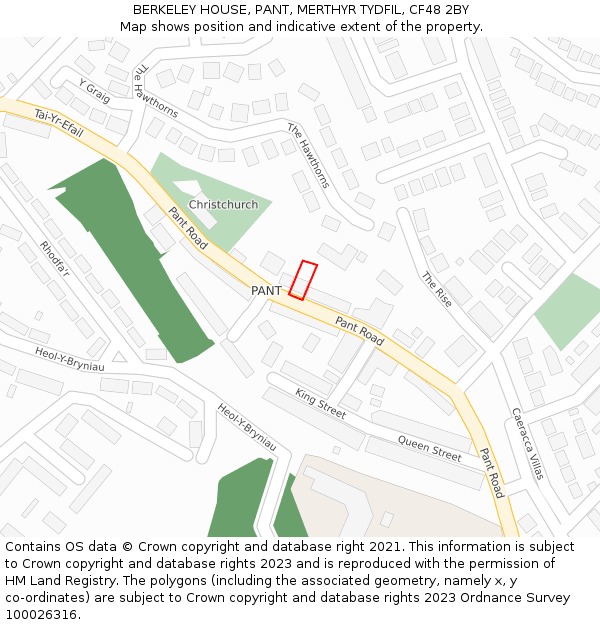BERKELEY HOUSE, PANT, MERTHYR TYDFIL, CF48 2BY: Location map and indicative extent of plot