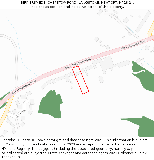 BERNERSMEDE, CHEPSTOW ROAD, LANGSTONE, NEWPORT, NP18 2JN: Location map and indicative extent of plot