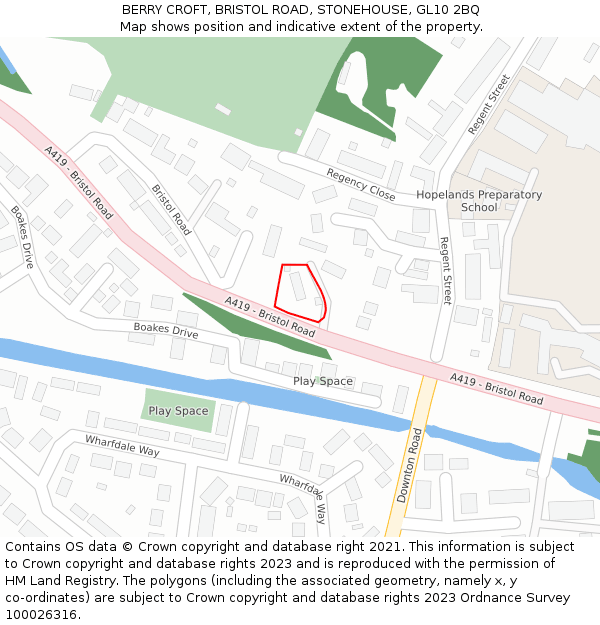 BERRY CROFT, BRISTOL ROAD, STONEHOUSE, GL10 2BQ: Location map and indicative extent of plot