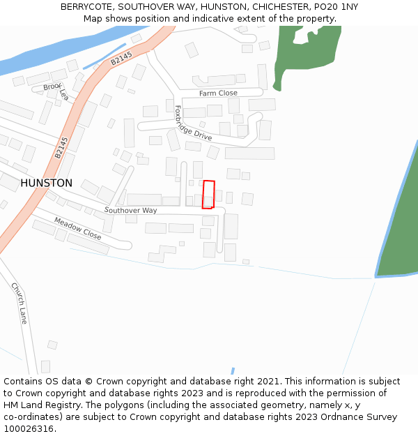 BERRYCOTE, SOUTHOVER WAY, HUNSTON, CHICHESTER, PO20 1NY: Location map and indicative extent of plot