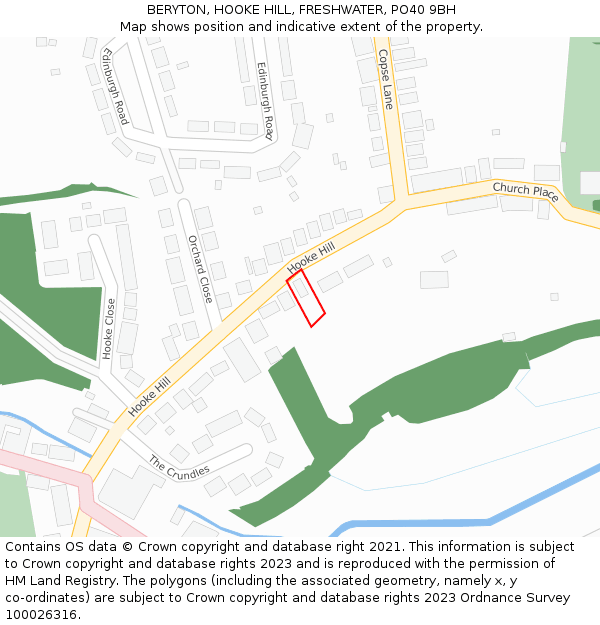 BERYTON, HOOKE HILL, FRESHWATER, PO40 9BH: Location map and indicative extent of plot