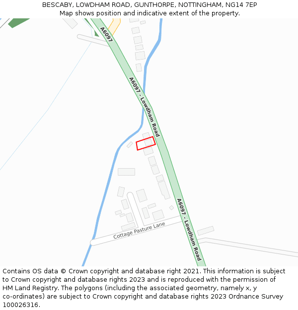 BESCABY, LOWDHAM ROAD, GUNTHORPE, NOTTINGHAM, NG14 7EP: Location map and indicative extent of plot