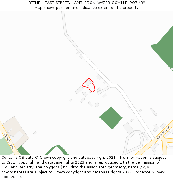 BETHEL, EAST STREET, HAMBLEDON, WATERLOOVILLE, PO7 4RY: Location map and indicative extent of plot