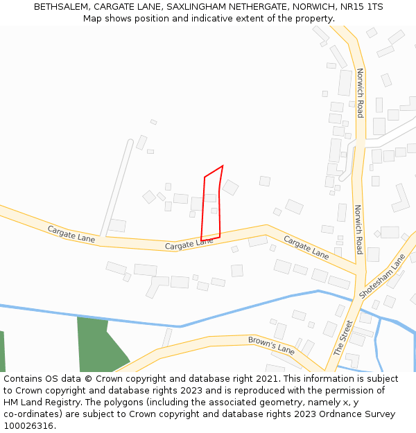 BETHSALEM, CARGATE LANE, SAXLINGHAM NETHERGATE, NORWICH, NR15 1TS: Location map and indicative extent of plot