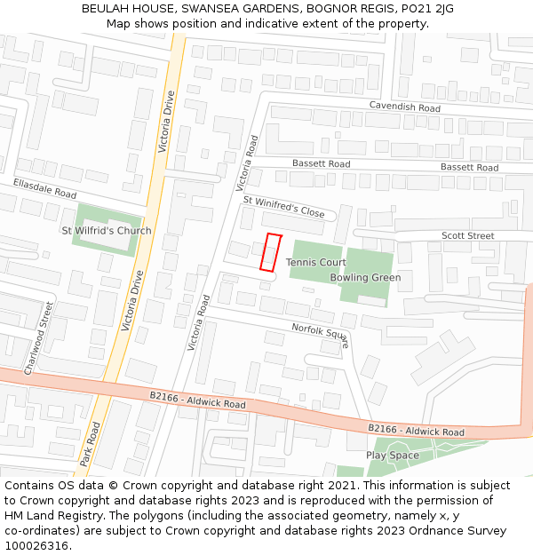 BEULAH HOUSE, SWANSEA GARDENS, BOGNOR REGIS, PO21 2JG: Location map and indicative extent of plot