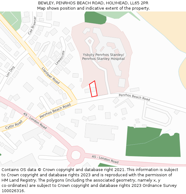 BEWLEY, PENRHOS BEACH ROAD, HOLYHEAD, LL65 2PR: Location map and indicative extent of plot