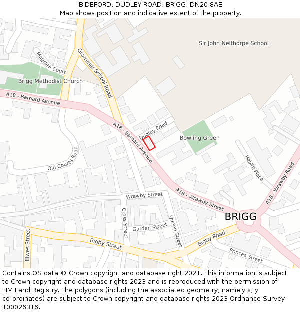 BIDEFORD, DUDLEY ROAD, BRIGG, DN20 8AE: Location map and indicative extent of plot