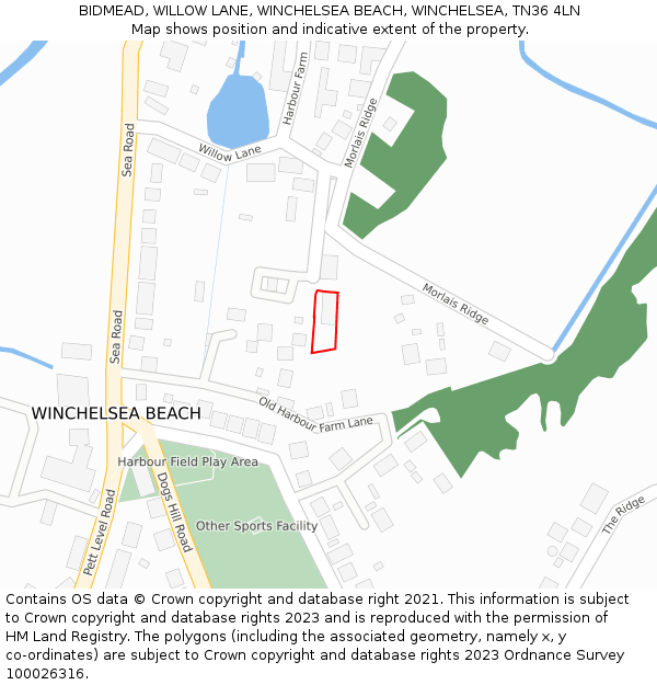 BIDMEAD, WILLOW LANE, WINCHELSEA BEACH, WINCHELSEA, TN36 4LN: Location map and indicative extent of plot