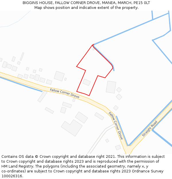 BIGGINS HOUSE, FALLOW CORNER DROVE, MANEA, MARCH, PE15 0LT: Location map and indicative extent of plot