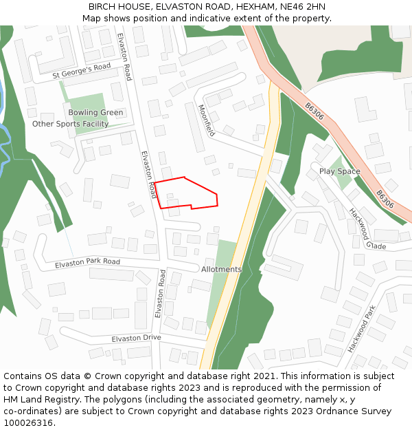 BIRCH HOUSE, ELVASTON ROAD, HEXHAM, NE46 2HN: Location map and indicative extent of plot