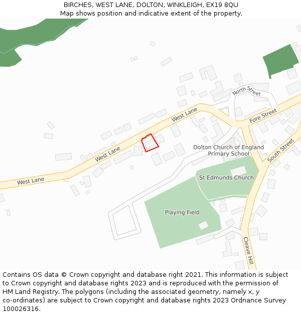 BIRCHES, WEST LANE, DOLTON, WINKLEIGH, EX19 8QU: Location map and indicative extent of plot