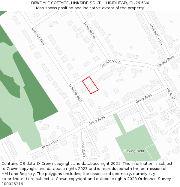 BIRKDALE COTTAGE, LINKSIDE SOUTH, HINDHEAD, GU26 6NX: Location map and indicative extent of plot