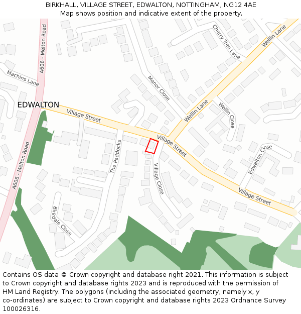 BIRKHALL, VILLAGE STREET, EDWALTON, NOTTINGHAM, NG12 4AE: Location map and indicative extent of plot