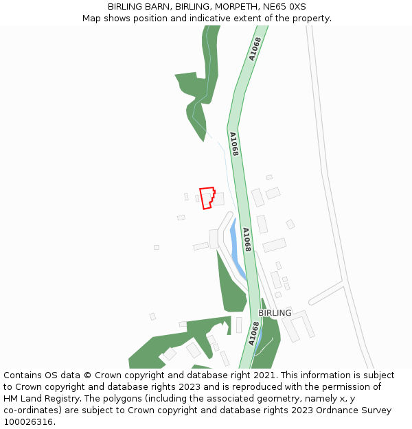 BIRLING BARN, BIRLING, MORPETH, NE65 0XS: Location map and indicative extent of plot